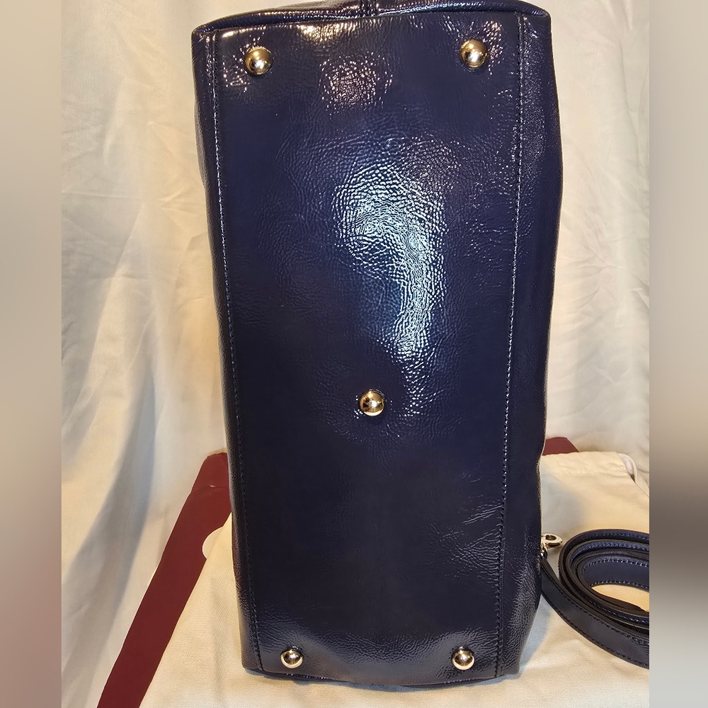 Gucci Blondie Soho Navy Grey Patent Leather 2 Way Bag - Picture 7 of 17